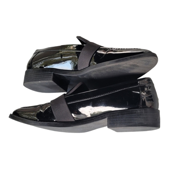 ZARA TRAFALUC Black Patent Buckle Slip On Loafers. - Picture 4 of 8